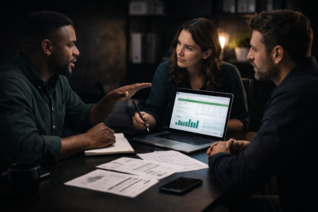 Dashboard financier moderne synchronisé entre ordinateur et mobile
